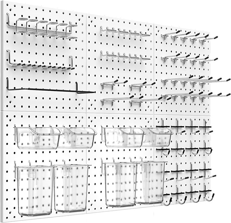 Daanxw Peg Board Kit, Includes Pegboard and Accessories,with Hooks and Bins,Peg Board Wall Organizer for Office,Ornaments Display,Crafts Organization (129, White) - Image 1